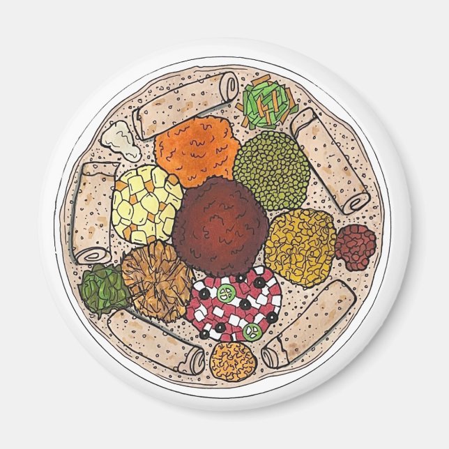 Ethiopian Cooking Food Platter Injera Wat Lentils Magnet (Front)