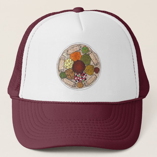 Ethiopian Cooking Food Platter Injera Wat Lentils Trucker Hat (Front)