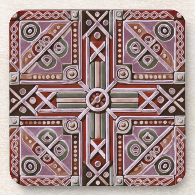 Ethiopian Design Influence Hard Plastic Coaster (Front)