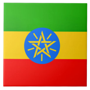 Ethiopian flag ceramic tile