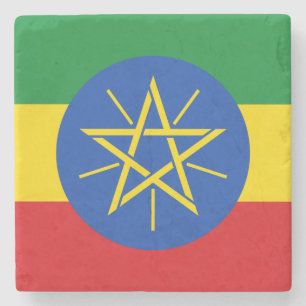 Ethiopian Flag (Ethiopia) Stone Coaster