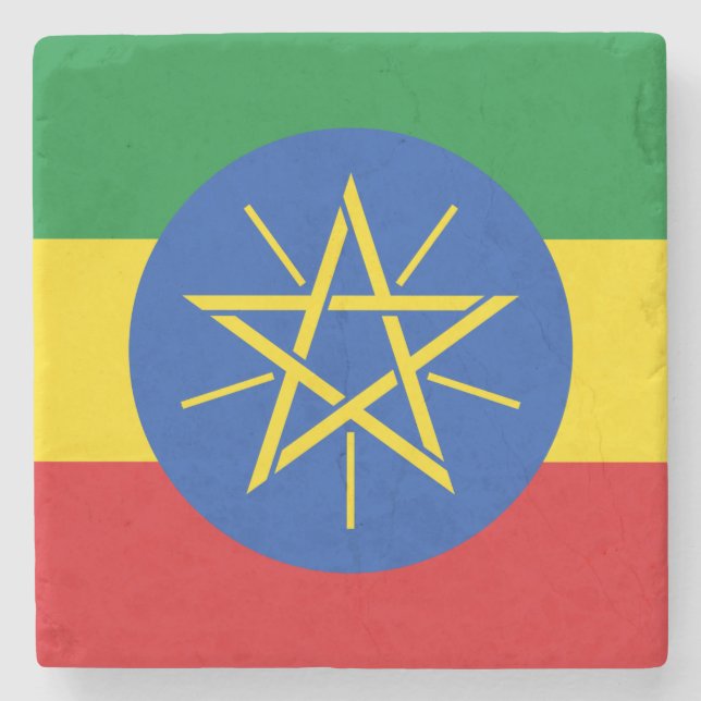 Ethiopian Flag (Ethiopia) Stone Coaster (Front)