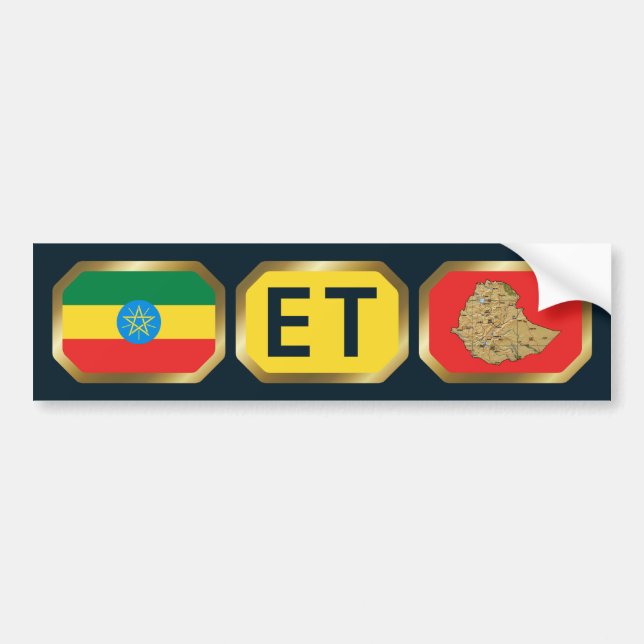 Ethiopian Flag Map Code Bumper Sticker (Front)