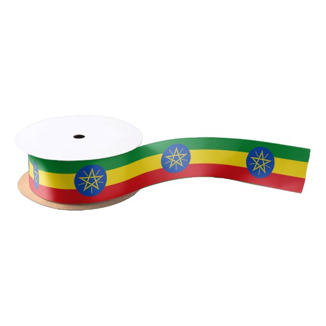 Ethiopian flag ribbon satin ribbon (Spool)
