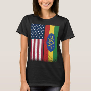 Ethiopian Flag USA And Ethiopia Flags Proud Ethio T-Shirt