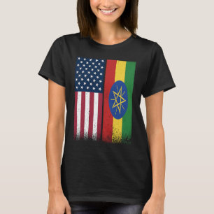 Ethiopian Flag USA And Ethiopia Flags Proud Ethio T-Shirt
