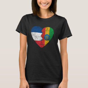 Ethiopian French Flags Heart France Ethiopia Roots T-Shirt