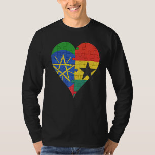 Ethiopian Ghanaian Flag Heart T-Shirt