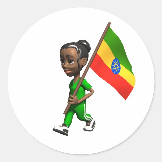 Ethiopian Girl Classic Round Sticker (Front)