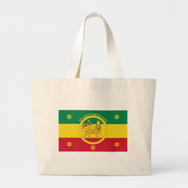 Ethiopian Imperial Flag - Haile Selassie I Reign Large Tote Bag (Front)