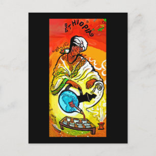 Ethiopian Man in Turban Pouring Tea Postcard