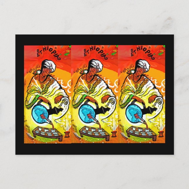 Ethiopian Man in Turban Pouring Tea Postcard (Front)