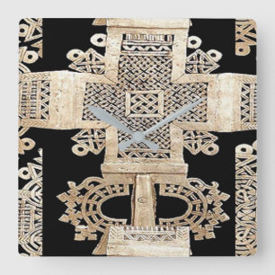 Ethiopian Motif Square Wall Clock