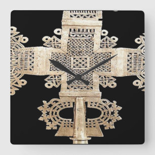 Ethiopian  Motif Square Wall Clock