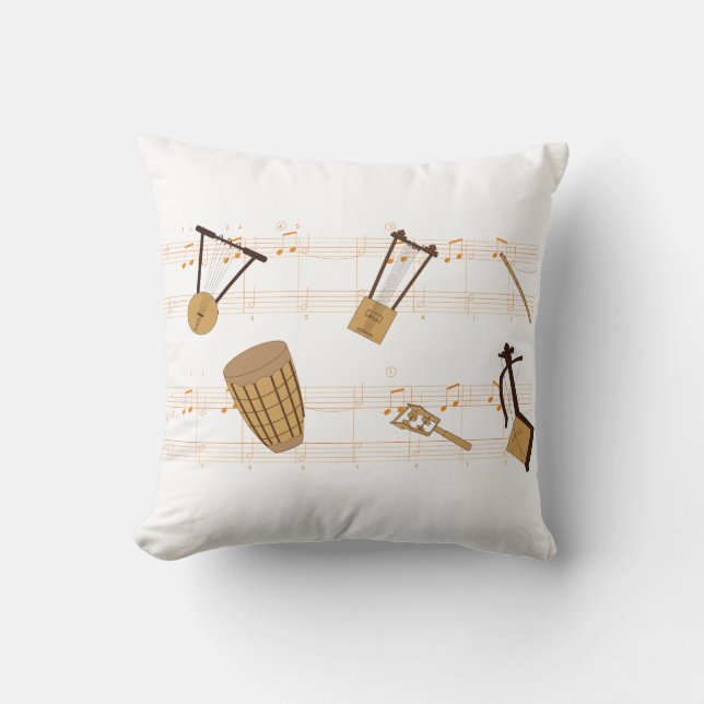 Ethiopian Music Instruments T-Shirt Cushion (Front)