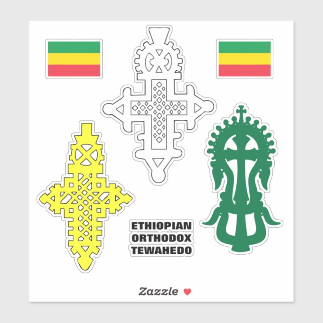 Ethiopian Orthodox Cross የመስቀል ስቲከር (Sheet)