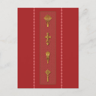 Ethiopian Orthodox Crosses – Gold on Red Postcard