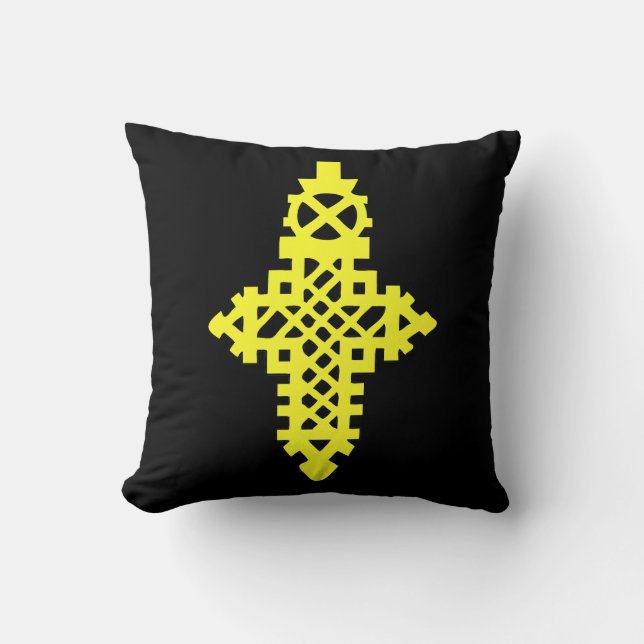 Ethiopian Orthodox Golden Jewellery Cross መስቀል Cushion (Front)