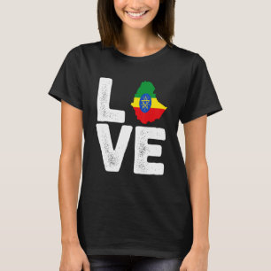 Ethiopian Pride Love Ethiopia Flag Map Black Histo T-Shirt