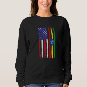 Ethiopian Roots Half American Flag Patriotic Ethio Sweatshirt