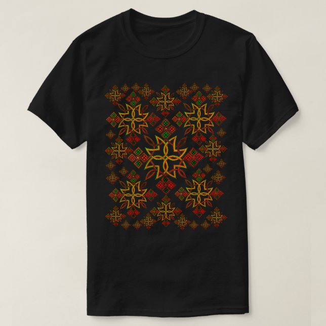 Ethiopian Rootz Meskel Cross Black T-Shirt (Design Front)