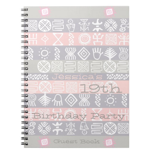 Ethnic 19th Birthday Party Guest Book (Front)