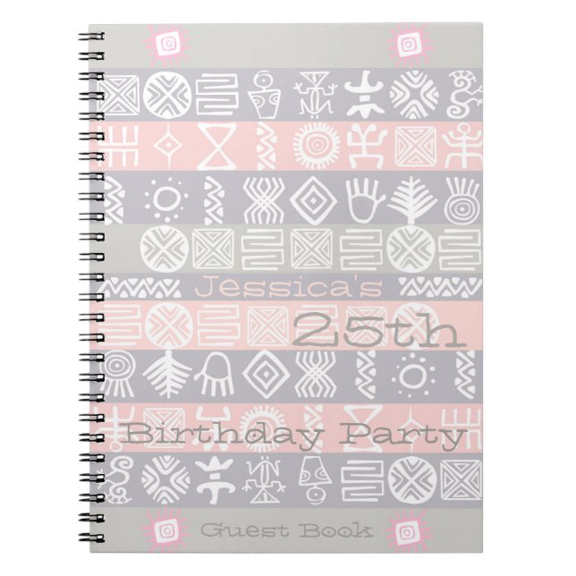 Ethnic 25th Birthday Party Customisable Guest Book (Front)