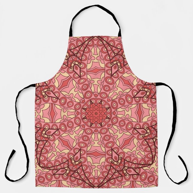 Ethnic Abstract Flower, Mandalas Seamless. Apron (Front)