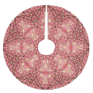 Ethnic Abstract Flower, Mandalas Seamless. Brushed Polyester Tree Skirt