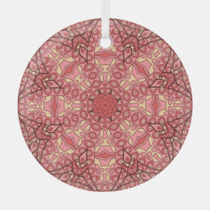 Ethnic Abstract Flower, Mandalas Seamless. Glass Tree Decoration