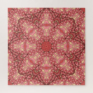 Ethnic Abstract Flower, Mandalas Seamless. Jigsaw Puzzle