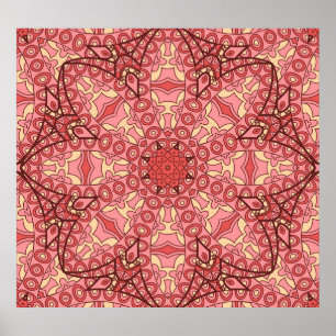 Ethnic Abstract Flower, Mandalas Seamless. Poster