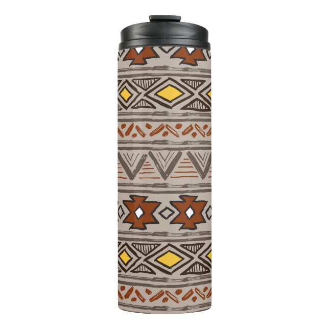 Ethnic Abstract: Hand-Drawn Pattern Thermal Tumbler (Front)