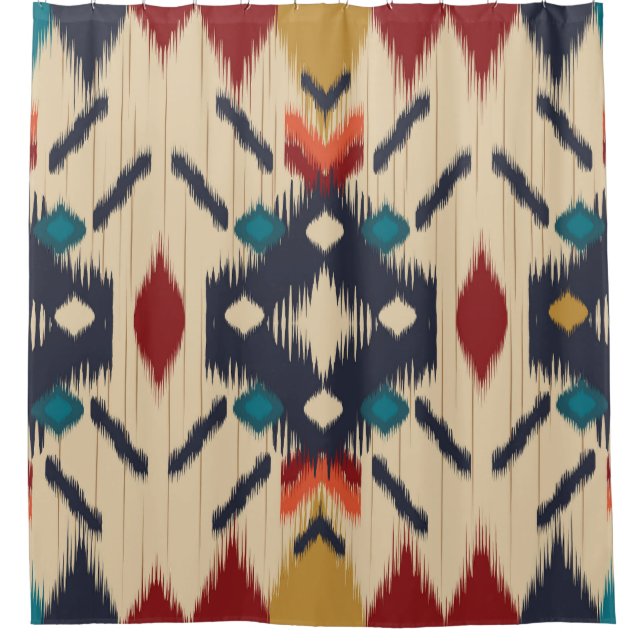 Ethnic Abstract: Tribal Geometric Print. Shower Curtain (Front)