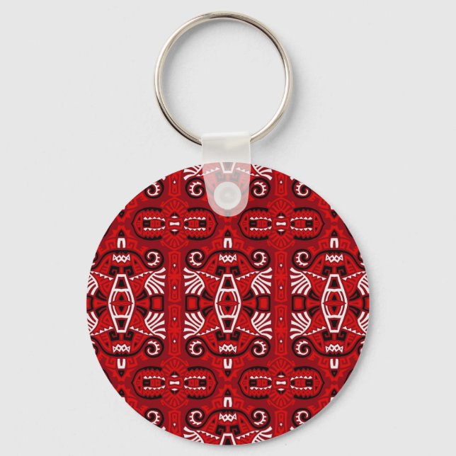 Ethnic Abstract Vintage Boho Tile Key Ring (Front)