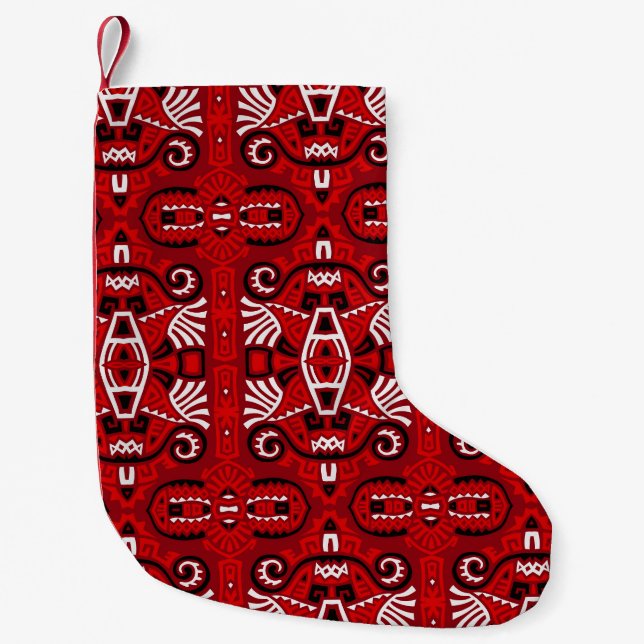 Ethnic Abstract Vintage Boho Tile Small Christmas Stocking (Front)