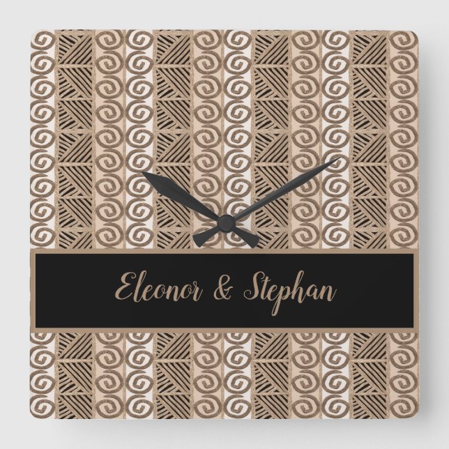 ethnic africa tribal hand drawn pattern square wall clock (Front)