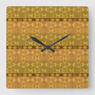 Ethnic African Adinkra symbols Square Wall Clock