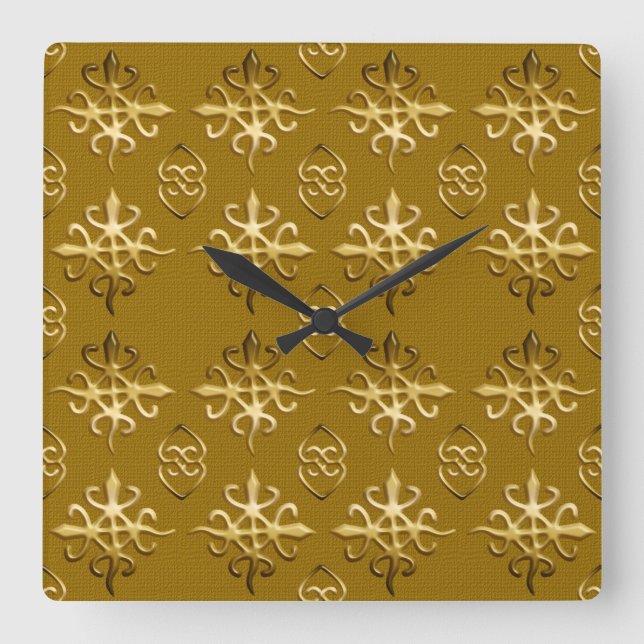 Ethnic African  Adinkra symbols Square Wall Clock (Front)