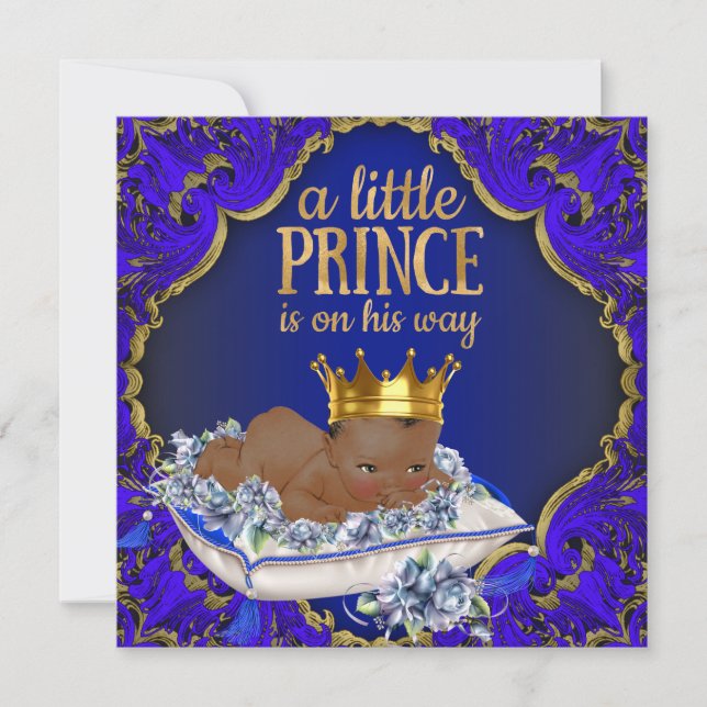 Ethnic African American Prince Baby Shower Invitation (Front)