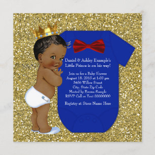 Ethnic African American Prince Baby Shower Invitation