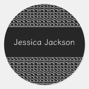 Ethnic African art, Black and White Pattern Classic Round Sticker