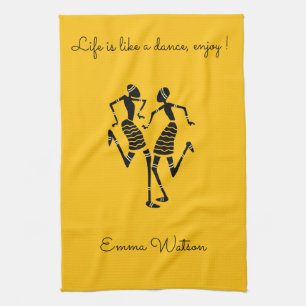Ethnic, African Art, Carnival Dance Tea Towel