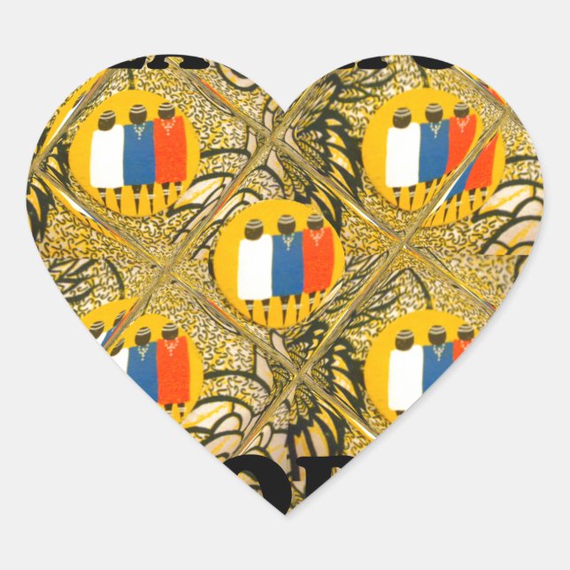 Ethnic African Art Design Print: Beautiful People Heart Sticker (Front)