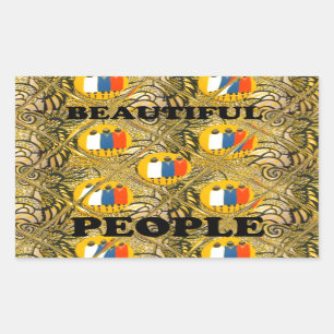 Ethnic African Art Design Print: Beautiful People Rectangular Sticker