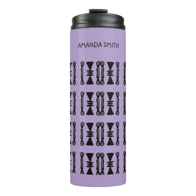 Ethnic African Art Pattern, Purple Throw Pillow Thermal Tumbler (Front)