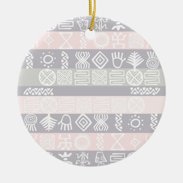 Ethnic African Boho Design Ceramic Ornament (Front)