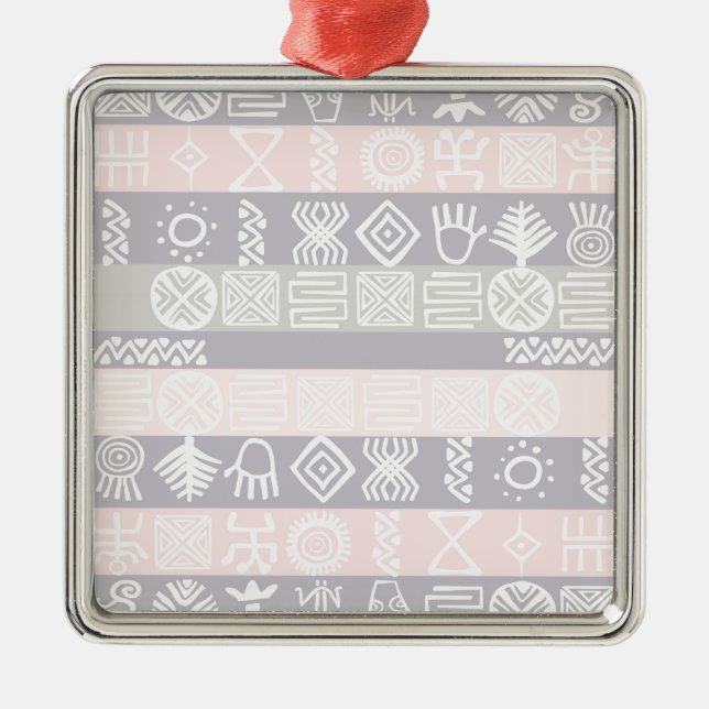 Ethnic African Boho Design Metal Ornament (Front)