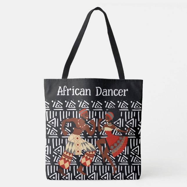 Ethnic African Dancer with Pattern Background Tote (Front)