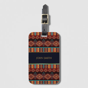 ethnic african geometric pattern luggage tag